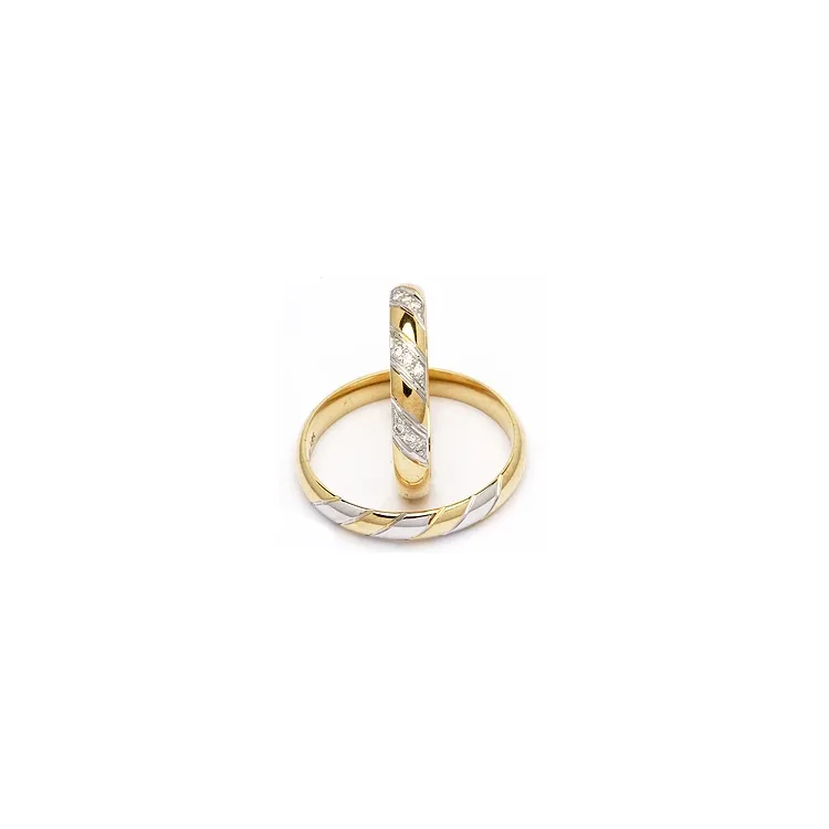 Schmal zweifarbig trauringe aus 14 Karat Gold- und Weißgold 0,048 ct - set