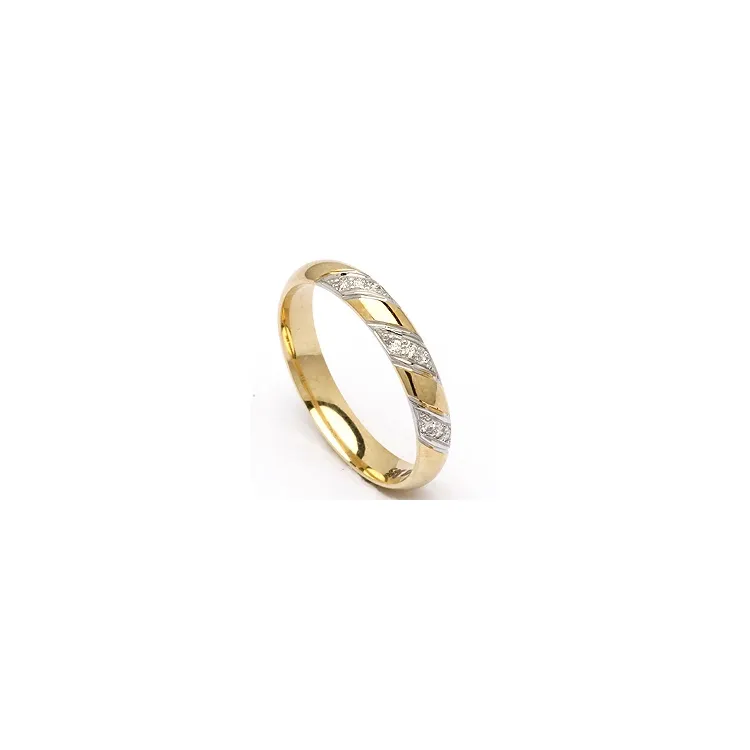 Trauring aus 14 Karat Gold- und Weißgold 0,048 ct