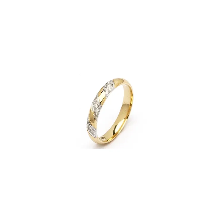 Trauring aus 14 Karat Gold- und Weißgold 0,048 ct