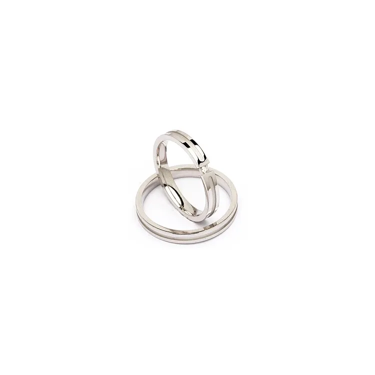 Trauringe aus 14 Karat Weißgold 0,03 ct - set