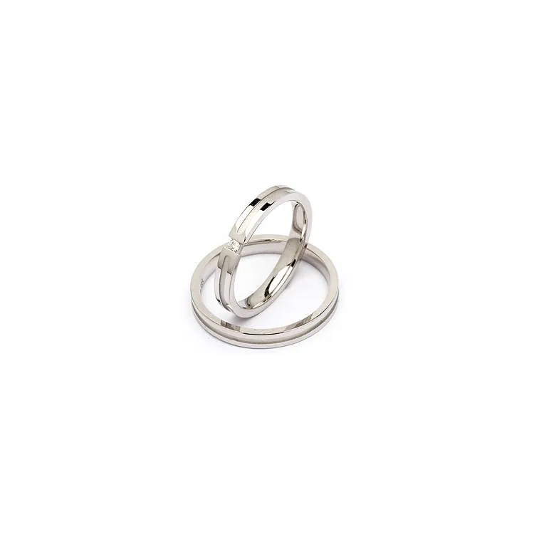 Trauringe aus 14 Karat Weißgold 0,03 ct - set