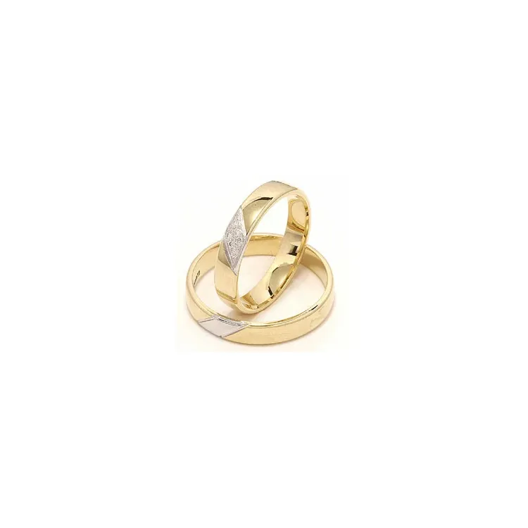 zweifarbig trauringe aus 14 Karat Gold- und Weißgold 0,048 ct - set