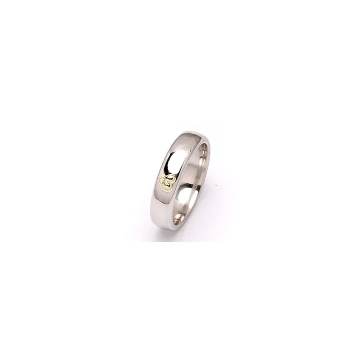 Trauring in Silber und Gelbgold 0,01 ct