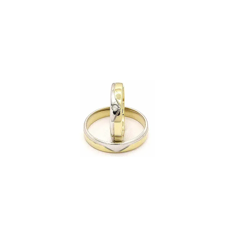 Trauringe aus 14 Karat Gold- und Weißgold 0,025 ct - set