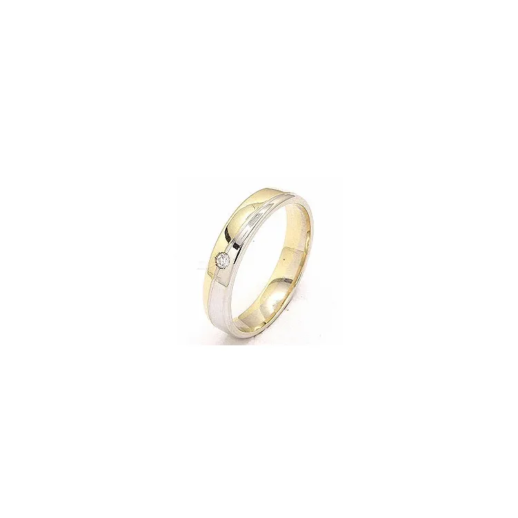 Zweifarbig Damen Trauring aus 14 Karat Gold- und Weißgold 0,025 ct