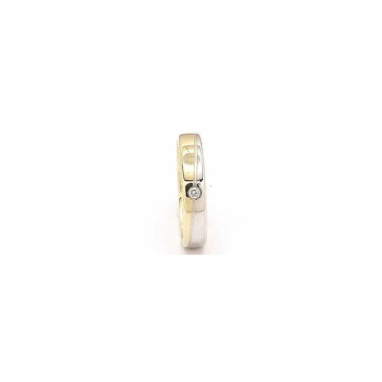 Zweifarbig Damen Trauring aus 14 Karat Gold- und Weißgold 0,025 ct