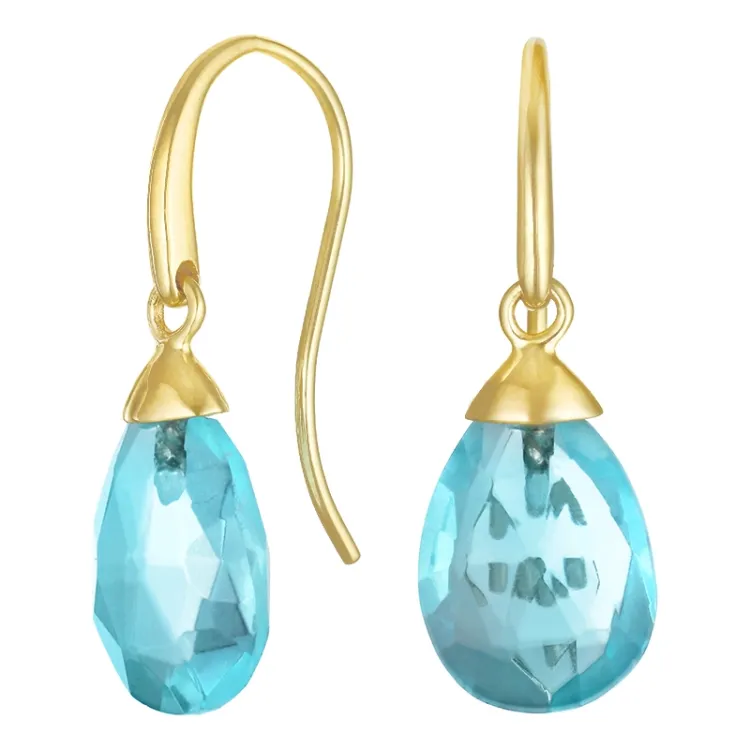 Ohrringe in 9 Karat Gold mit blauem Bergkristall