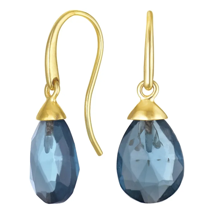Ohrringe in 9 Karat Gold mit dunkelblauem Bergkristall
