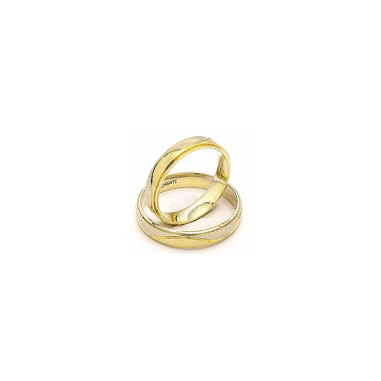 Matter und polierter zweifarbig trauringe aus 14 Karat Gold- und Weißgold - set