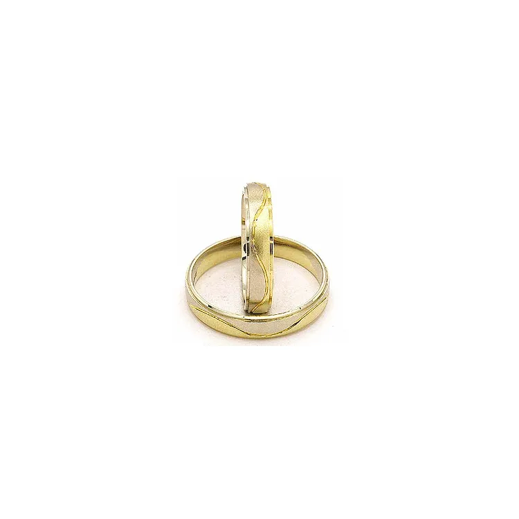 Matter und polierter zweifarbig trauringe aus 14 Karat Gold- und Weißgold - set