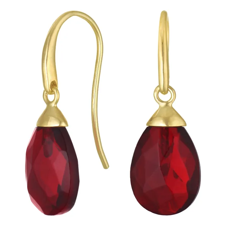 Ohrringe in 9 Karat Gold mit rotem Bergkristall 