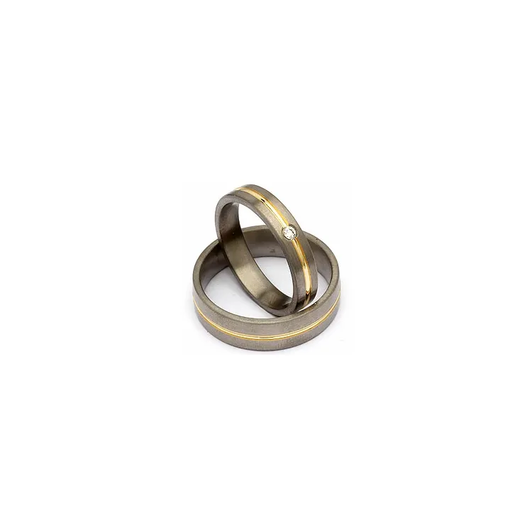 Trauringe in Titanium und Gold 0,04 ct