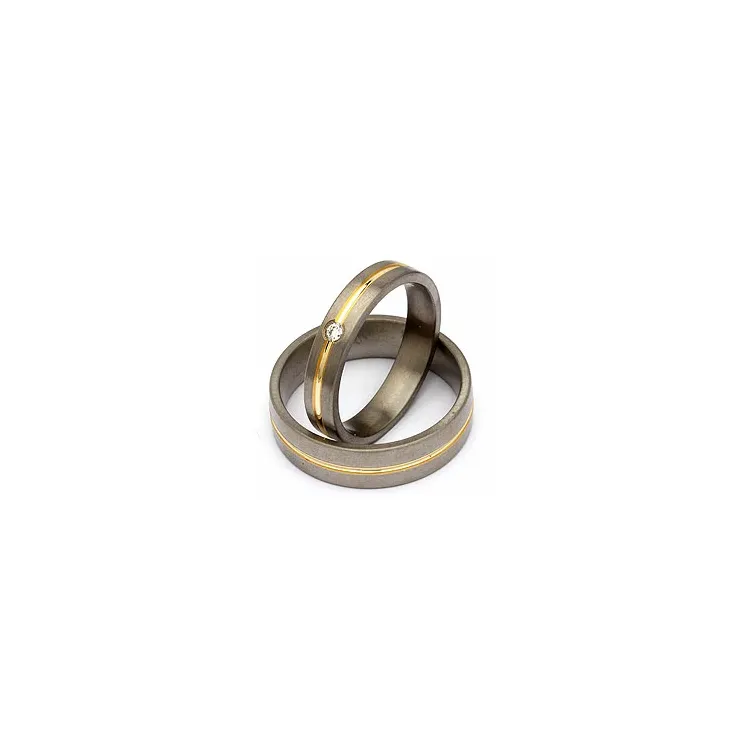 Trauringe in Titanium und Gold 0,04 ct