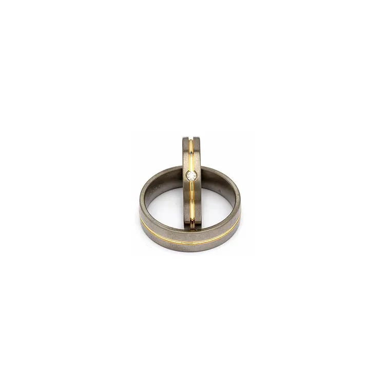 Trauringe in Titanium und Gold 0,04 ct