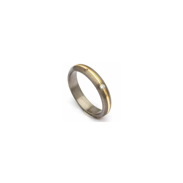 Trauring in Titanium und Gold 0,030 ct