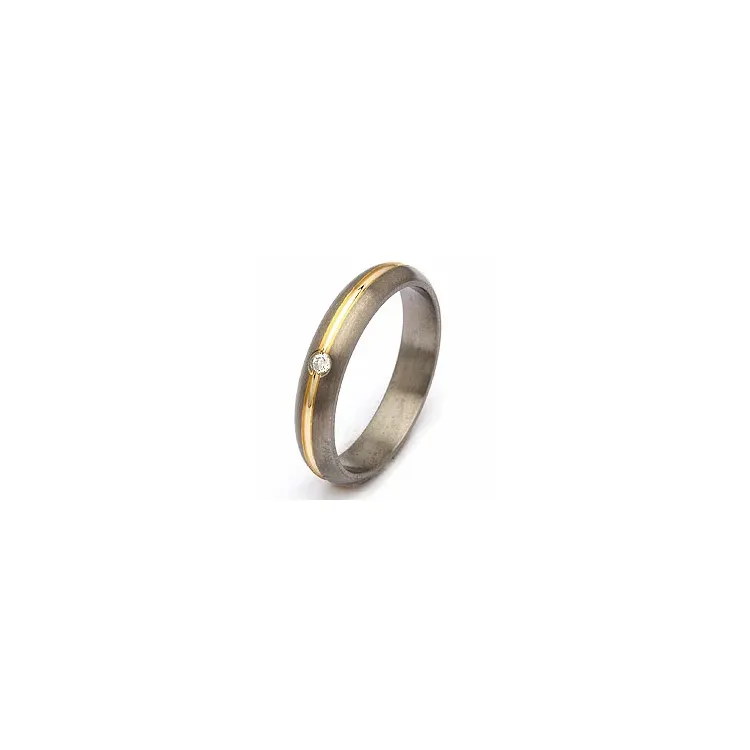 Trauring in Titanium und Gold 0,030 ct