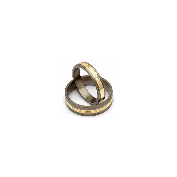 Trauringe in Titanium und Gold 0,025 ct
