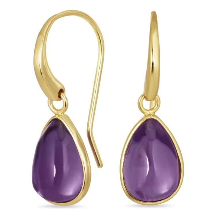 Tropfen violettem Bergkristall Ohrringe in vergoldetem Silber - Loom Stones