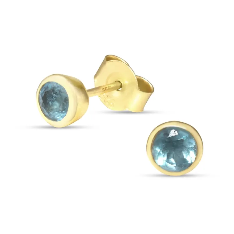 5 mm Aquamarin Ohrstecker in vergoldetem Silber - Loom Stones