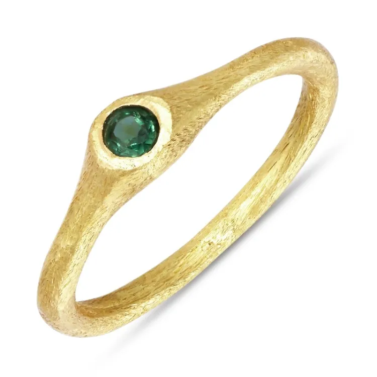 grünem Bergkristall Ring aus vergoldetem Sterlingsilber - Loom Stones