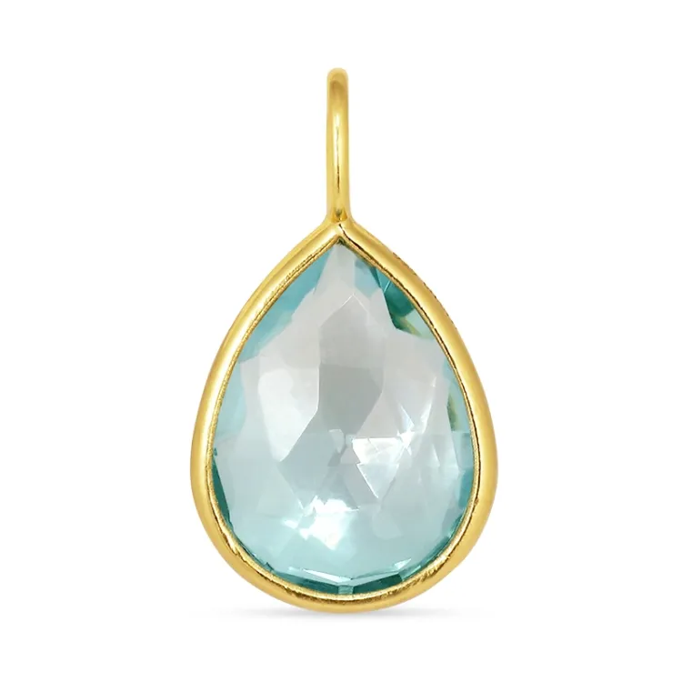 Tropfen blauem Bergkristall Anhänger aus vergoldetem Sterlingsilber - Loom Stones