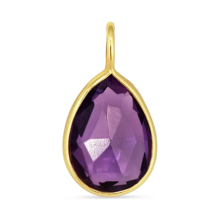 Tropfen lila Amethyst Anhänger aus vergoldetem Sterlingsilber - Loom Stones