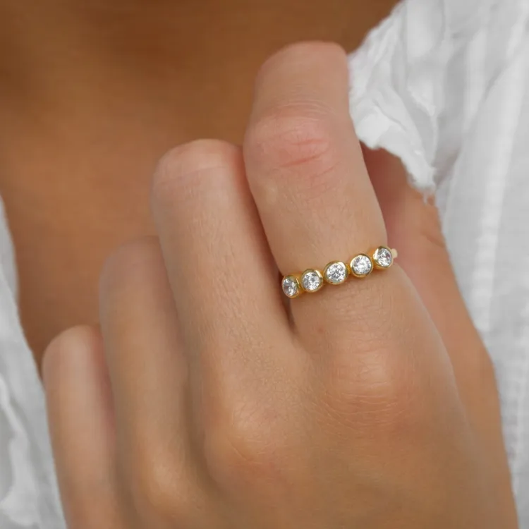 Zirkon Ring aus vergoldetem Sterlingsilber - Bubbly Sparkle