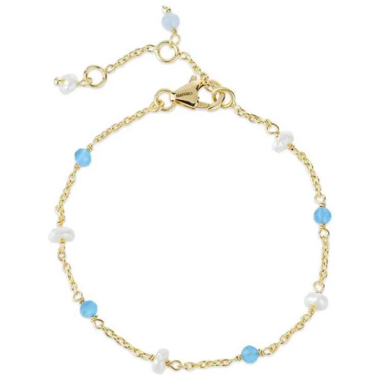 blauem Chalzedon Armband aus vergoldetem Sterlingsilber - Loom Stones