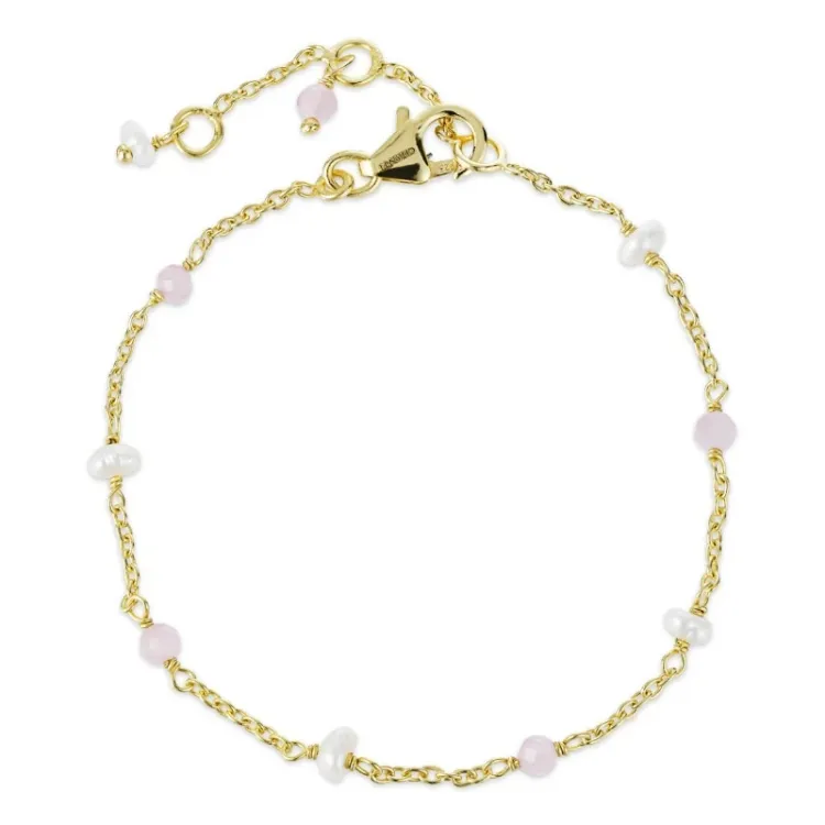 Rosenquarz Armband aus vergoldetem Sterlingsilber  x 4 mm  - Loom Stones