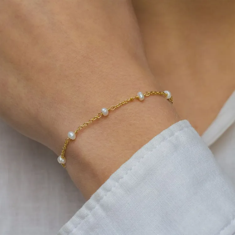 Perle Armband aus vergoldetem Sterlingsilber