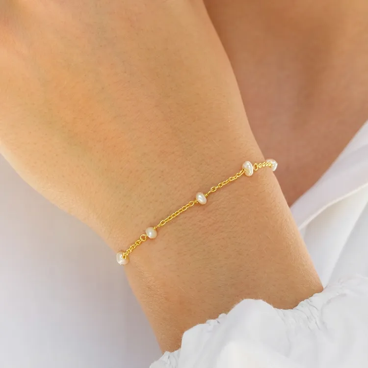 Perle Armband aus vergoldetem Sterlingsilber
