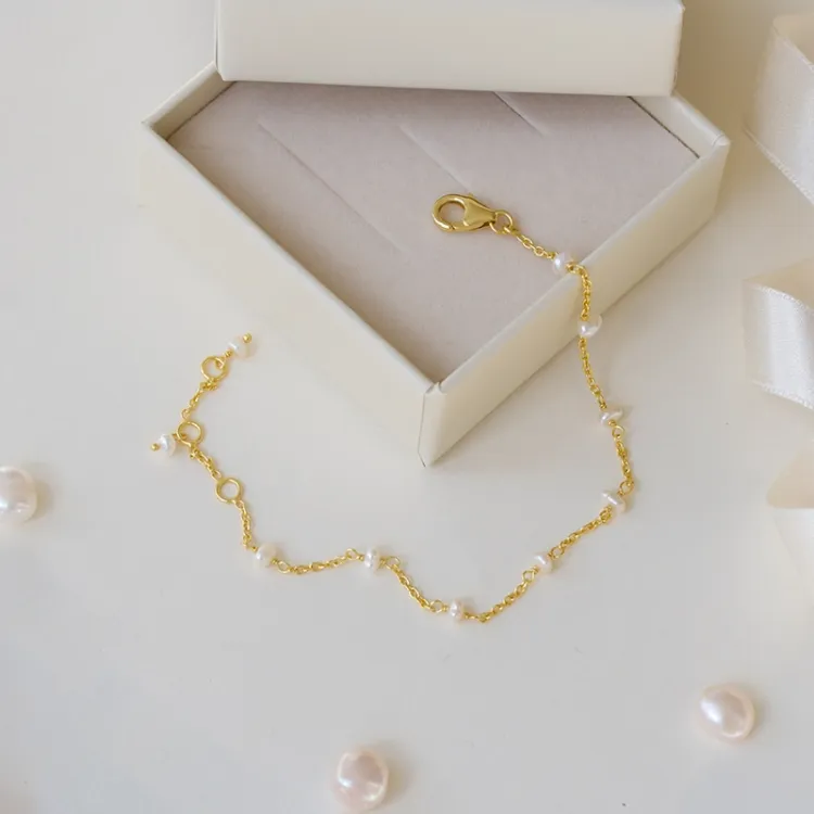 Perle Armband aus vergoldetem Sterlingsilber