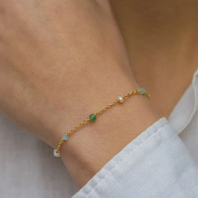 Schmuckstein Armband aus vergoldetem Sterlingsilber  x 4 mm  - Loom Stones