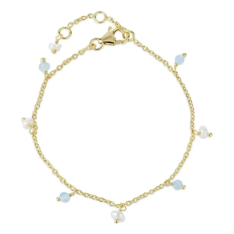blauem Calcedon Armband aus vergoldetem Sterlingsilber  x   - Loom Stones