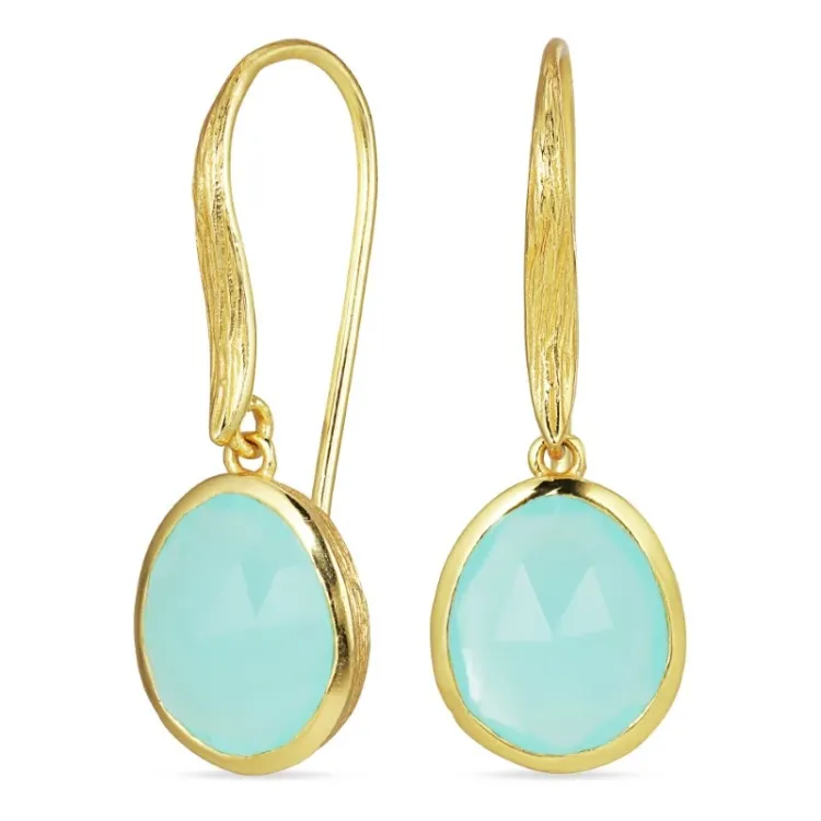 Aqua Bergkristall Ohrringe in vergoldetem Sterlingsilber - Loom Stones