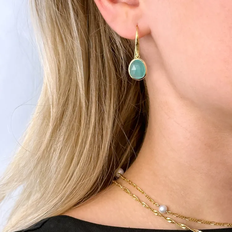 Aqua Bergkristall Ohrringe in vergoldetem Sterlingsilber - Loom Stones