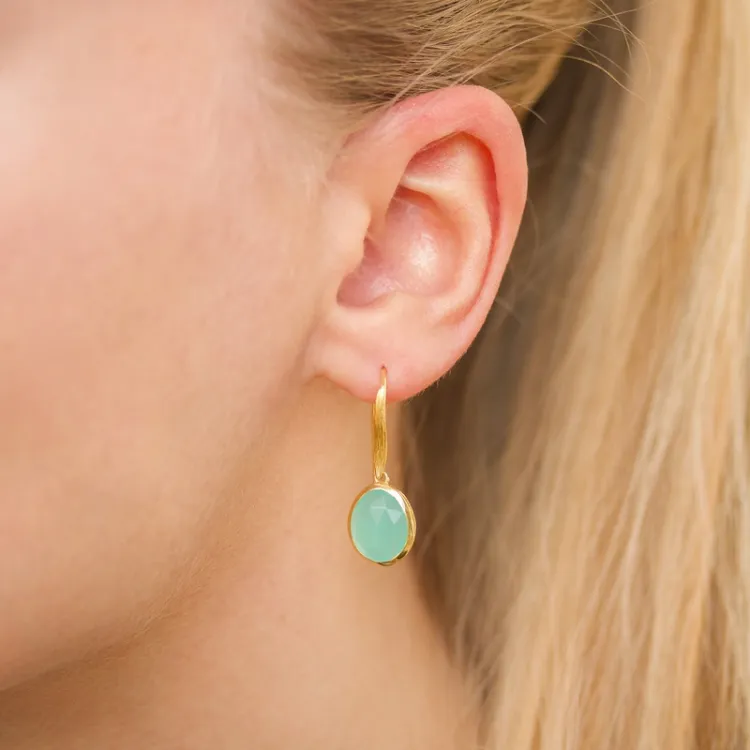 Aqua Bergkristall Ohrringe in vergoldetem Sterlingsilber - Loom Stones