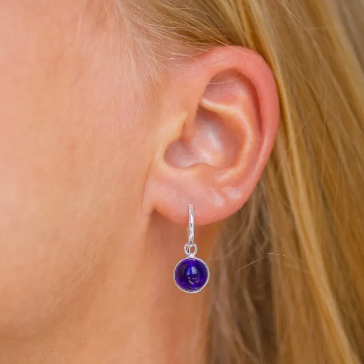 runden blauem Jadestein Ohrringe in Silber - Loom Stones