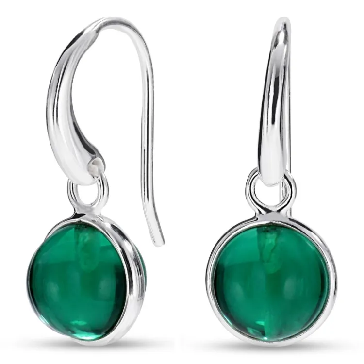 runden Aqua Bergkristall Ohrringe in Silber - Loom Stones