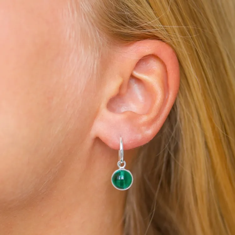 runden Aqua Bergkristall Ohrringe in Silber - Loom Stones