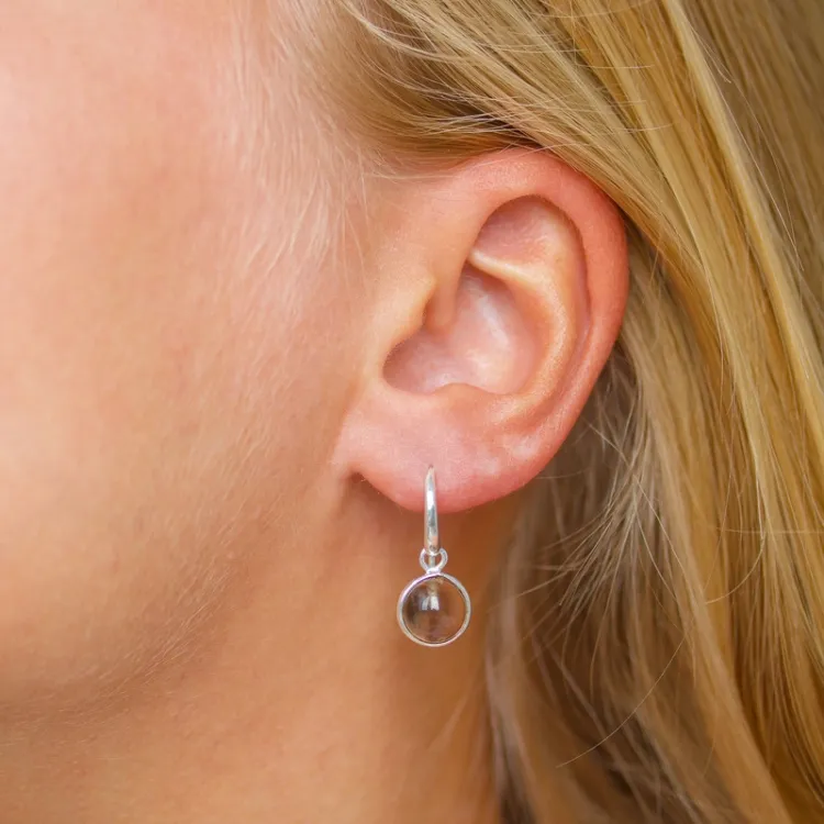 runden Rauchquarz Ohrringe in Silber - Loom Stones