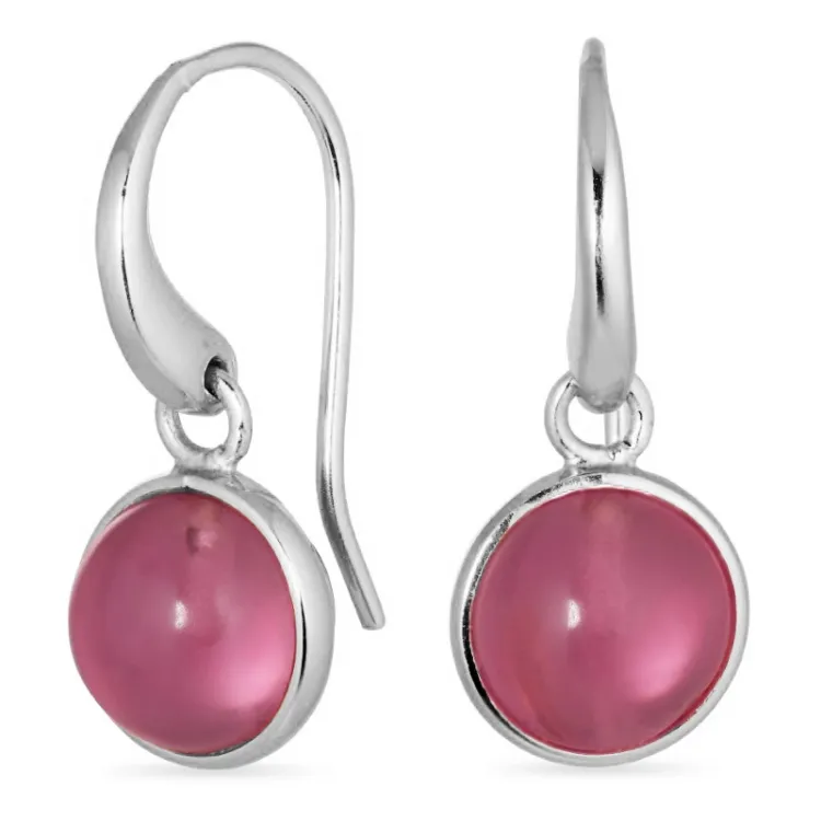 runden pink Bergkristall Ohrringe in Silber - Loom Stones