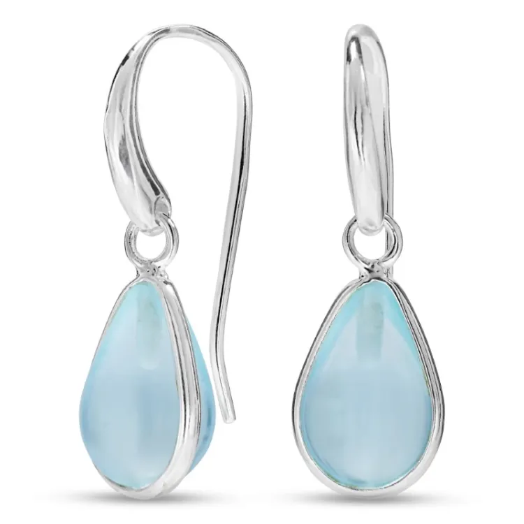 Tropfen blauem Bergkristall Ohrringe in Silber - Loom Stones