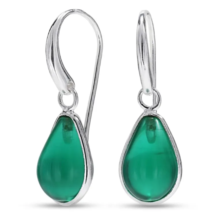 Tropfen Aqua Bergkristall Ohrringe in Silber - Loom Stones