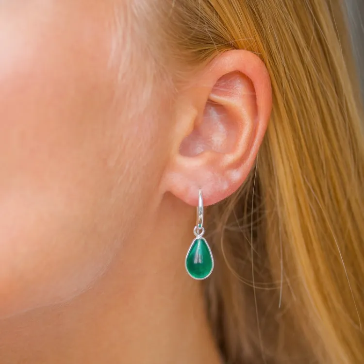 Tropfen Aqua Bergkristall Ohrringe in Silber - Loom Stones