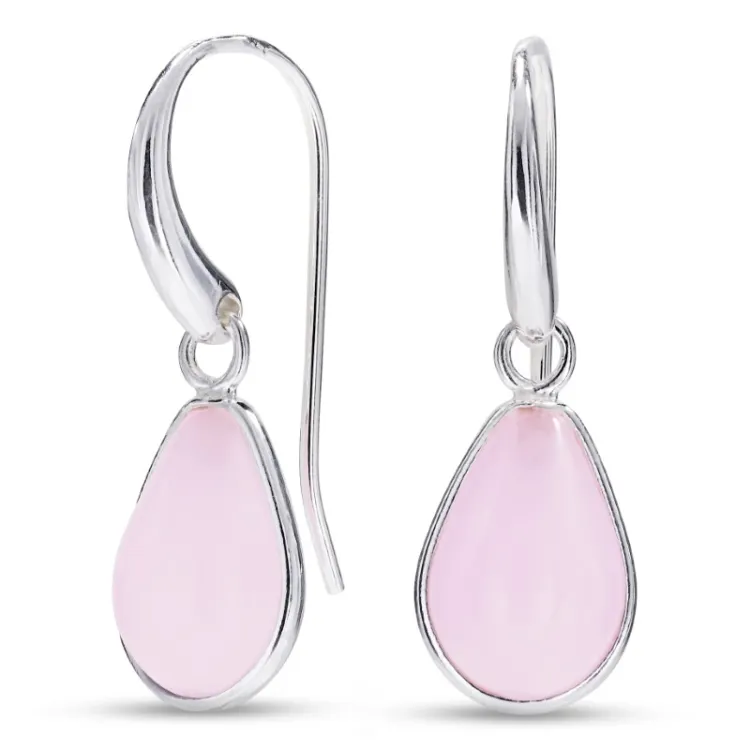 Tropfen rose Bergkristall Ohrringe in Silber - Loom Stones