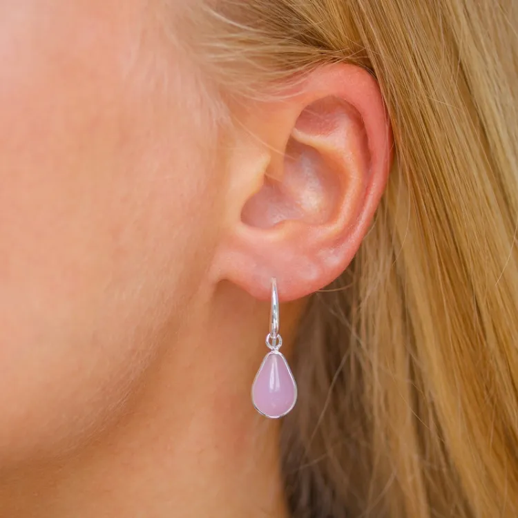 Tropfen rose Bergkristall Ohrringe in Silber - Loom Stones