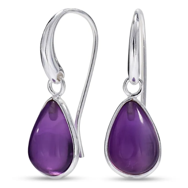 Tropfen violettem Bergkristall Ohrringe in Silber - Loom Stones