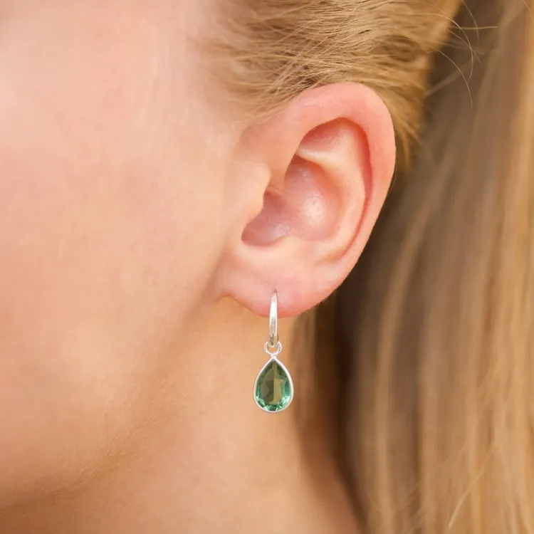 Tropfen Aqua Bergkristall Ohrringe in Silber - Loom Stones