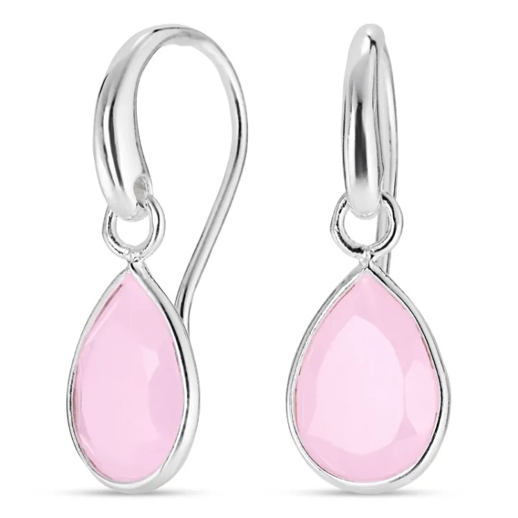 Tropfen rose Bergkristall Ohrringe in Silber - Loom Stones
